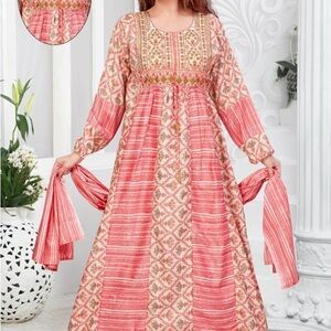 Elegant Long Sleeve Pink Dress